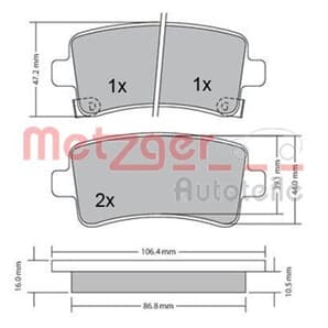 Metzger Bremsbeläge hinten Malibu Opel Insignia 9-5