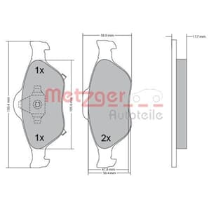 Metzger Bremsbeläge vorne Toyota Yaris P9