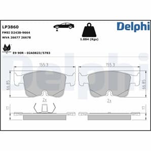 Delphi Bremsbeläge vorne Audi A3 VW Caddy Golf