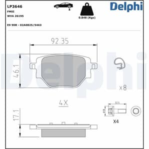 Delphi Bremsbeläge hinten Opel Corsa Peugeot 2008 208