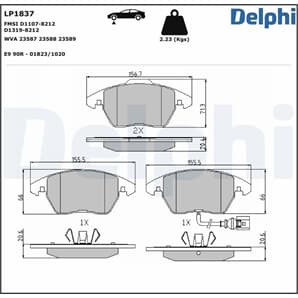 Delphi Bremsbeläge vorne Audi Seat Skoda VW