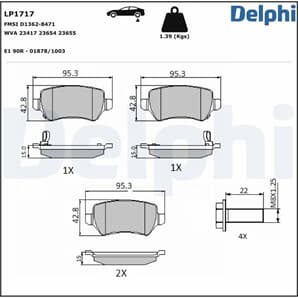 Delphi Bremsbeläge hinten Kia Opel Peugeot