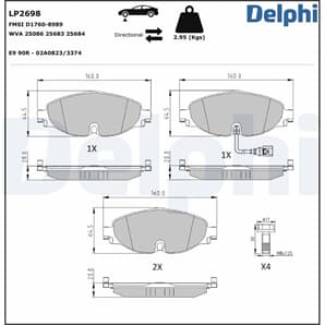 Delphi Bremsbeläge vorne Audi CUPRA Seat Skoda VW