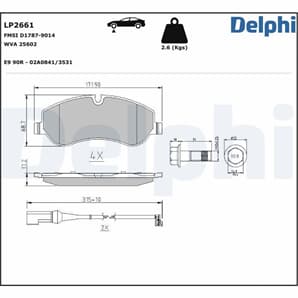 Delphi Bremsbeläge vorne Ford Tourneo Transit