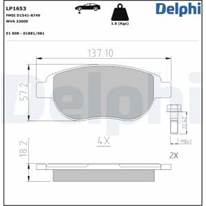 Delphi Bremsbeläge vorne Citroen Fiat Lancia Peugeot