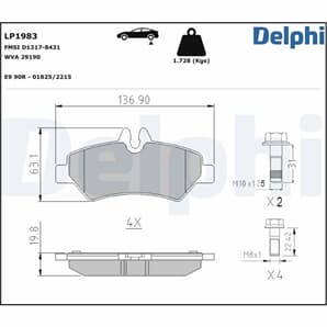 Delphi Bremsbeläge hinten Mercedes Sprinter VW Crafter