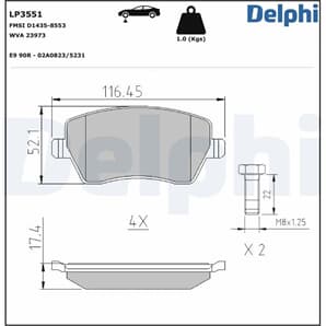 Delphi Bremsbeläge vorne Dacia Lada Mercedes Nissan Renault