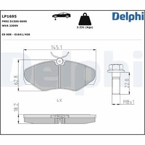 Delphi Bremsbeläge vorne Nissan Primastar Opel Vivaro Renault Espace Trafic