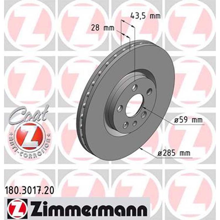 2 Zimmermann Bremsscheiben 285mm vorne 180.3017.20 online günstig Autoteile kaufen
