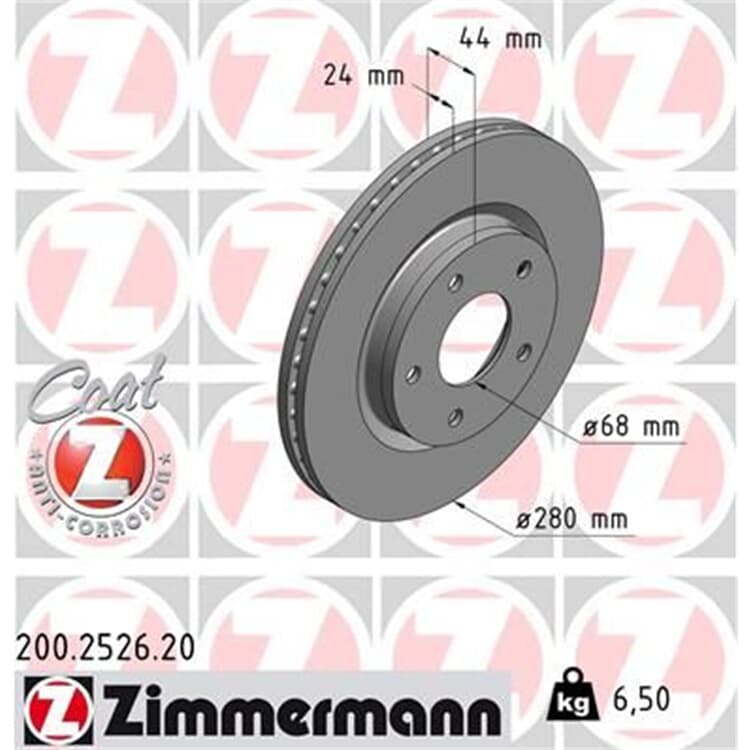 Zimmermann Bremsscheiben 280mm + Bremsbeläge vorne 200.2526.20 21562 online günstig Autoteile kaufen