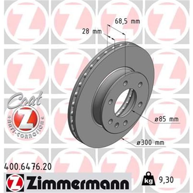 Zimmermann Bremsscheiben 300mm + Bremsbeläge vorne 400.6476.20 29200 online günstig Autoteile kaufen