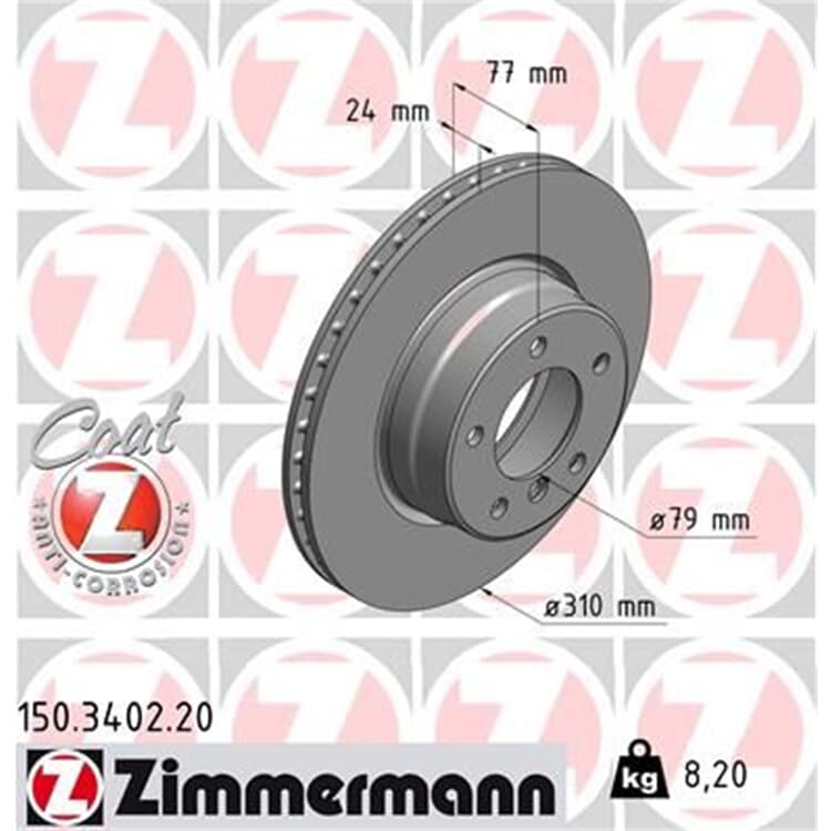Zimmermann beschichtete Bremsscheiben 310 mm und Bremsbeläge