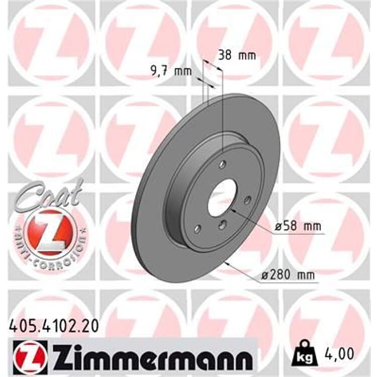 Zimmermann Bremsscheiben + Bremsbeläge vorne 405.4102.20 21999 online günstig Autoteile kaufen