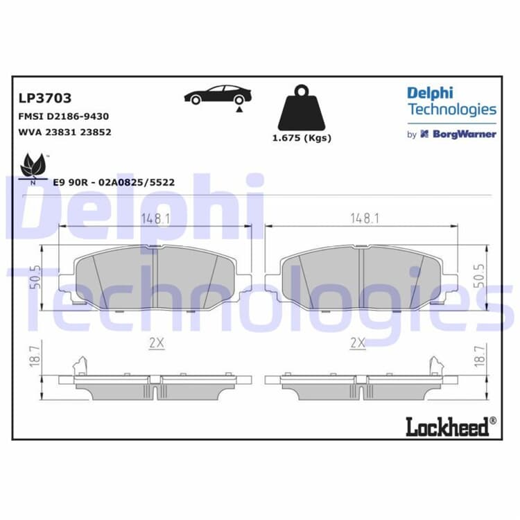 Delphi Bremsbeläge hinten LP3703 im Autoteile Preiswert Shop kaufen und sparen!